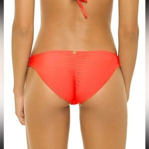 NWT Pilyq Bright Pink Daiquiri Basic ruched full bikini bottoms Size S